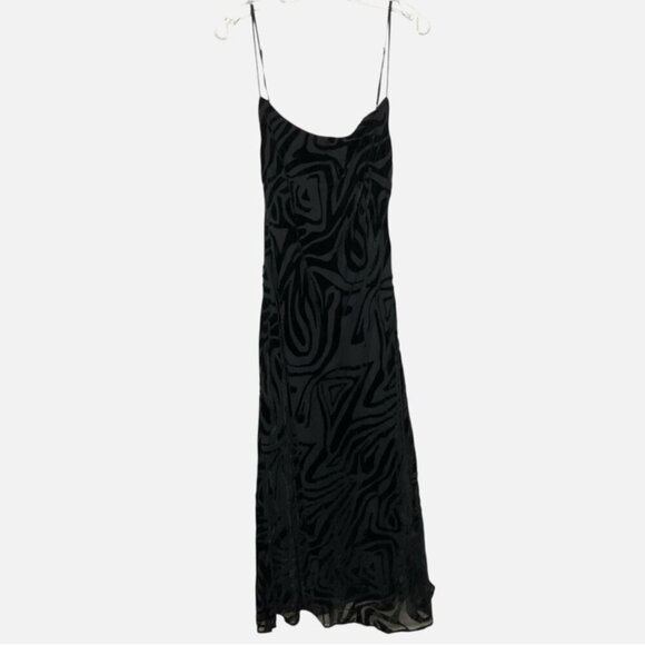 Ronny Kobo Collective Burnout Velvet Slip Dress Black US 12 *FLAW* - Picture 4 of 10